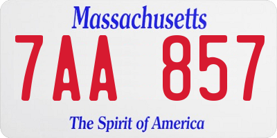 MA license plate 7AA857