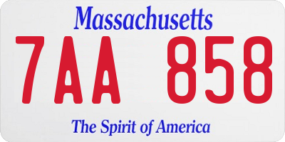 MA license plate 7AA858