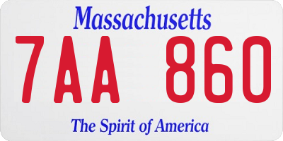 MA license plate 7AA860