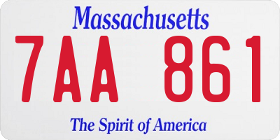 MA license plate 7AA861