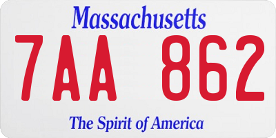 MA license plate 7AA862