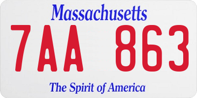 MA license plate 7AA863