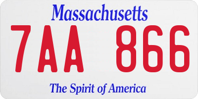 MA license plate 7AA866