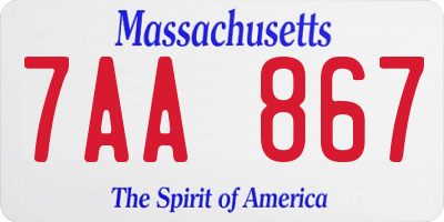 MA license plate 7AA867