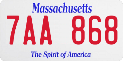 MA license plate 7AA868