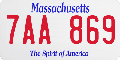 MA license plate 7AA869