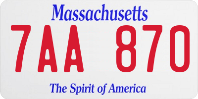 MA license plate 7AA870