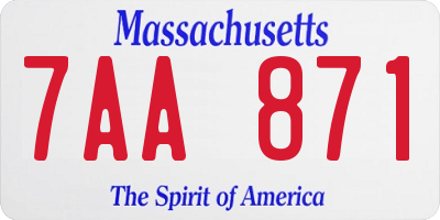 MA license plate 7AA871