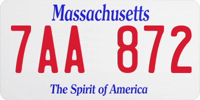 MA license plate 7AA872