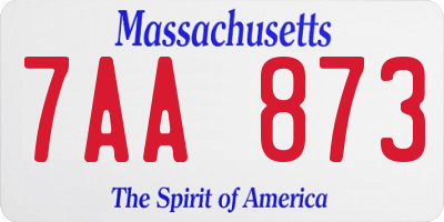 MA license plate 7AA873