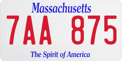MA license plate 7AA875