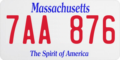 MA license plate 7AA876