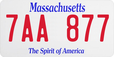 MA license plate 7AA877