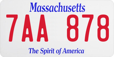 MA license plate 7AA878