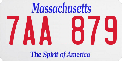 MA license plate 7AA879