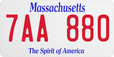 MA license plate 7AA880