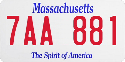 MA license plate 7AA881