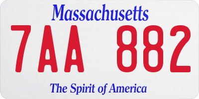 MA license plate 7AA882