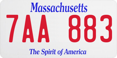 MA license plate 7AA883