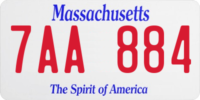MA license plate 7AA884