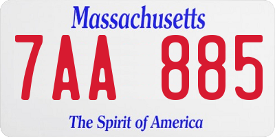 MA license plate 7AA885