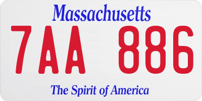 MA license plate 7AA886