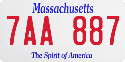 MA license plate 7AA887