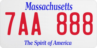MA license plate 7AA888