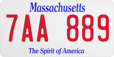 MA license plate 7AA889