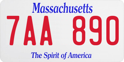 MA license plate 7AA890