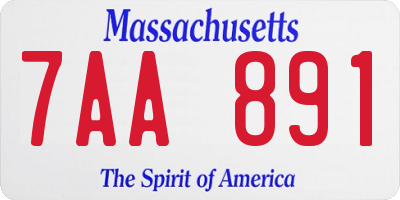 MA license plate 7AA891