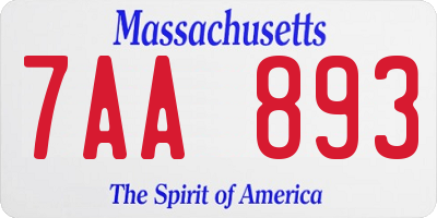 MA license plate 7AA893