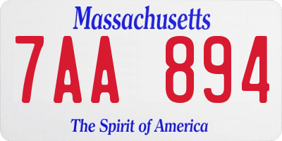 MA license plate 7AA894