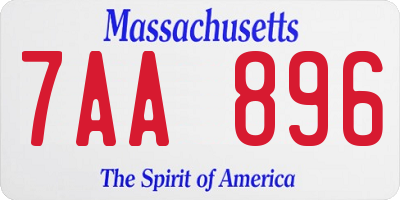 MA license plate 7AA896