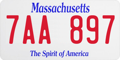 MA license plate 7AA897