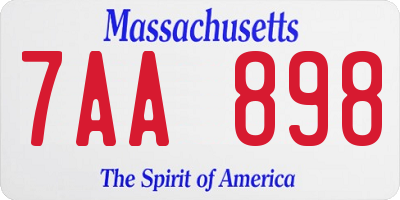 MA license plate 7AA898