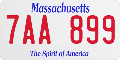 MA license plate 7AA899