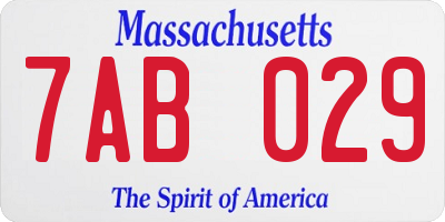 MA license plate 7AB029