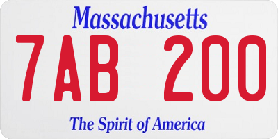MA license plate 7AB200