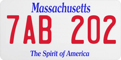 MA license plate 7AB202