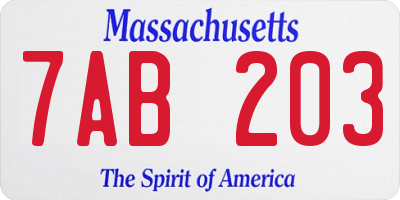 MA license plate 7AB203