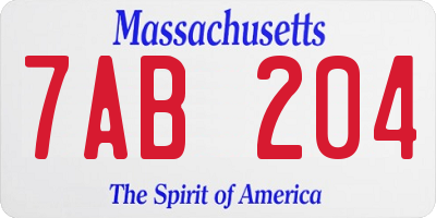 MA license plate 7AB204