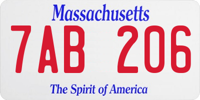 MA license plate 7AB206