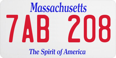 MA license plate 7AB208