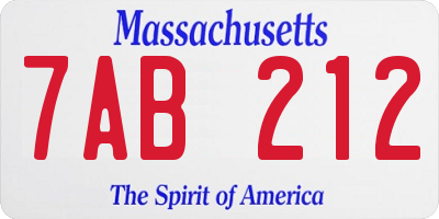 MA license plate 7AB212