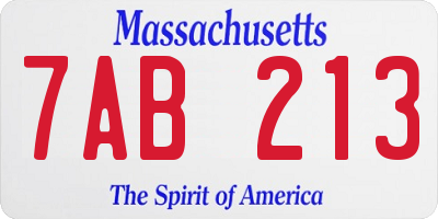 MA license plate 7AB213