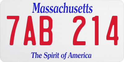 MA license plate 7AB214