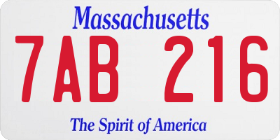 MA license plate 7AB216