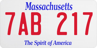 MA license plate 7AB217