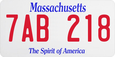 MA license plate 7AB218